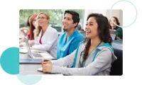 A row of smiling healthcare students