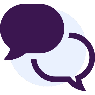 Icon with two chat bubbles overlapping