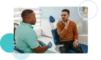 A man describing neck pain to a healthcare professional
