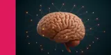 A human brain with stylized neurons surrounding it